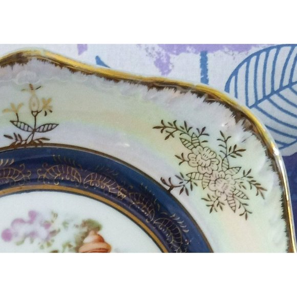 Vintage Lusterware Candy Dish w/handle, Porcelain Basket with Removeable Metal B - Picture 4 of 9